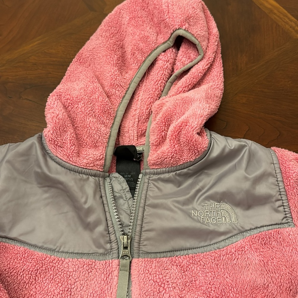 North Face Pink Fuzzy Jacket- size 10/12 - Picture 2 of 5